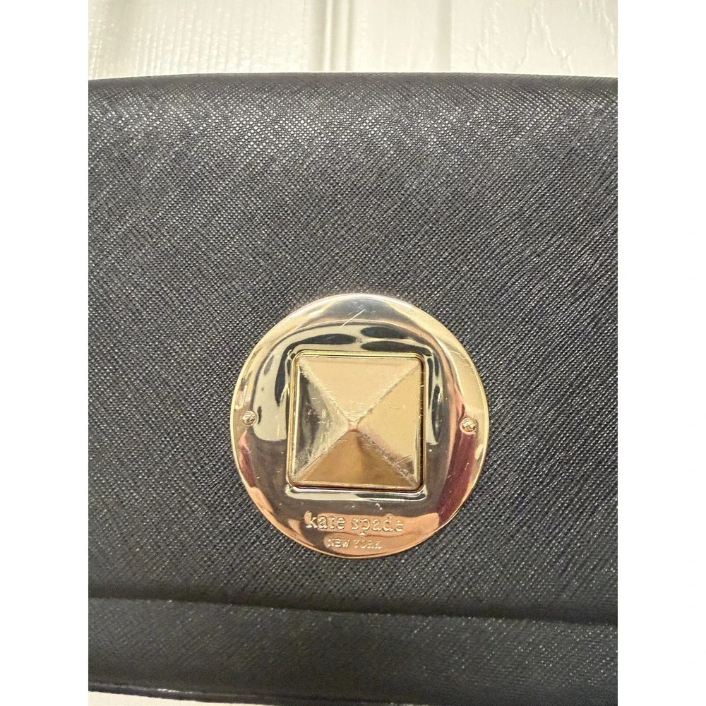 Kate Spade Newbury Lane Sally Crossbody Black Saffiano Leather Gold Lock